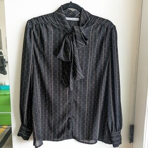Blouse, sheer with neck tie